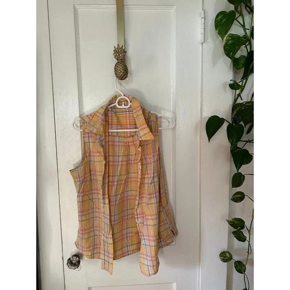Women’s size Medium Yellow plaid vest - Picture 1 of 6